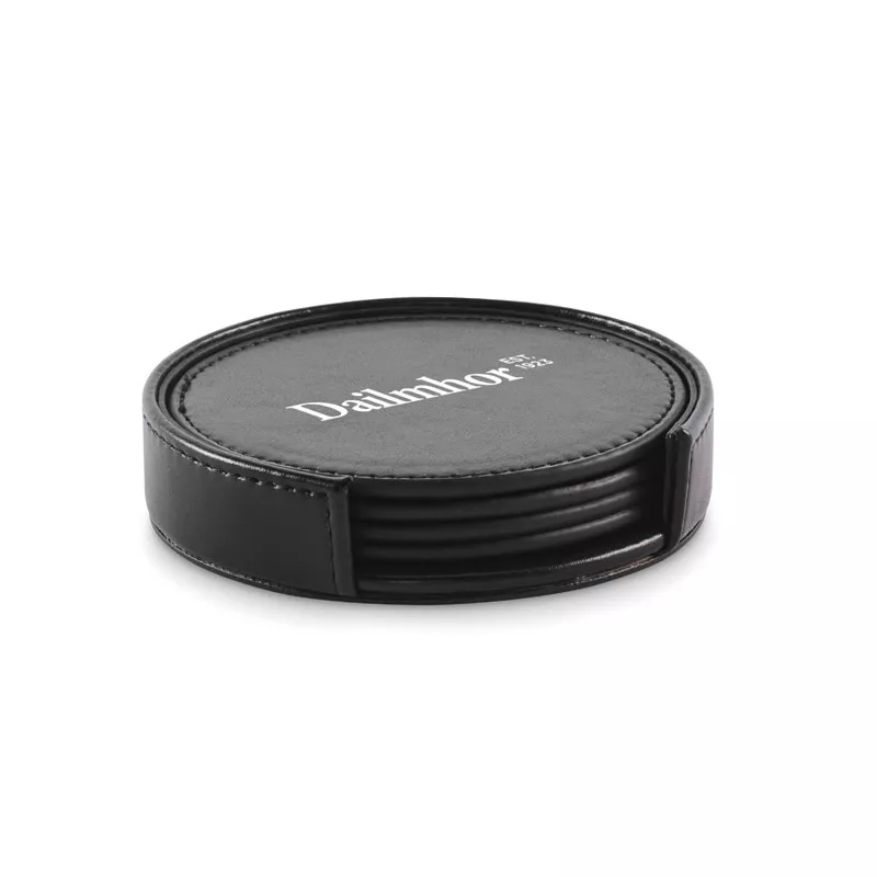 Podkładki pod kubek z PU 4 szt. w uchwycie POSA SET - Czarny (MO2615-03)