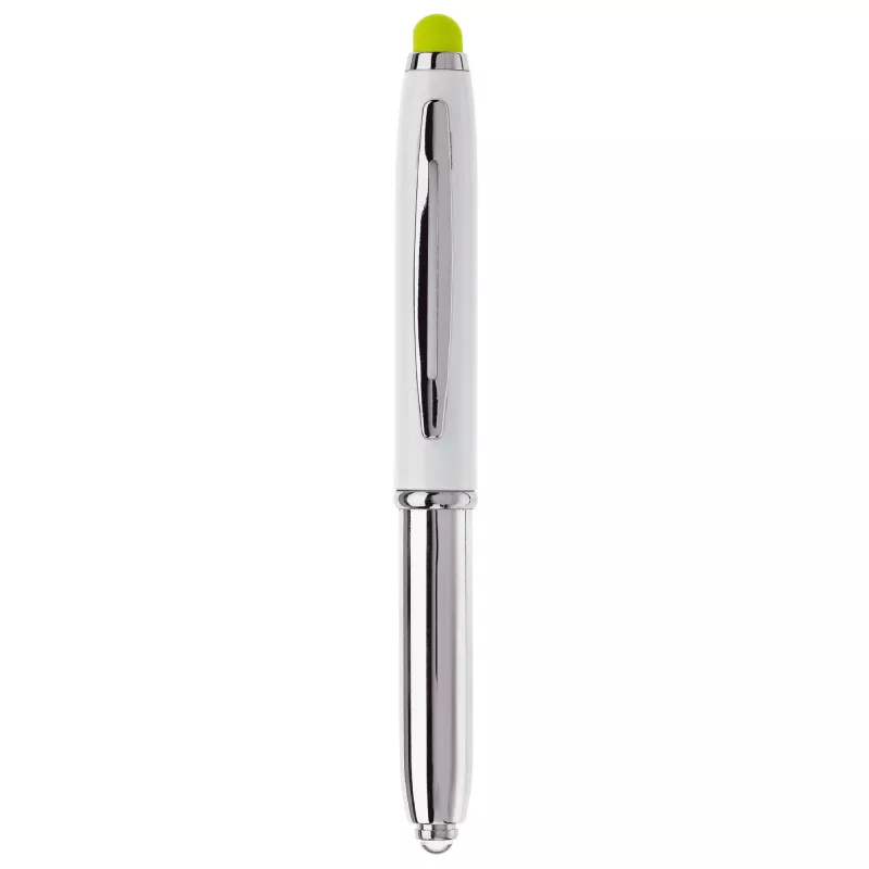 Długopis Stylus Shine z touch penem i z latarką - biało / jasnozielony (LT87794-N0132)