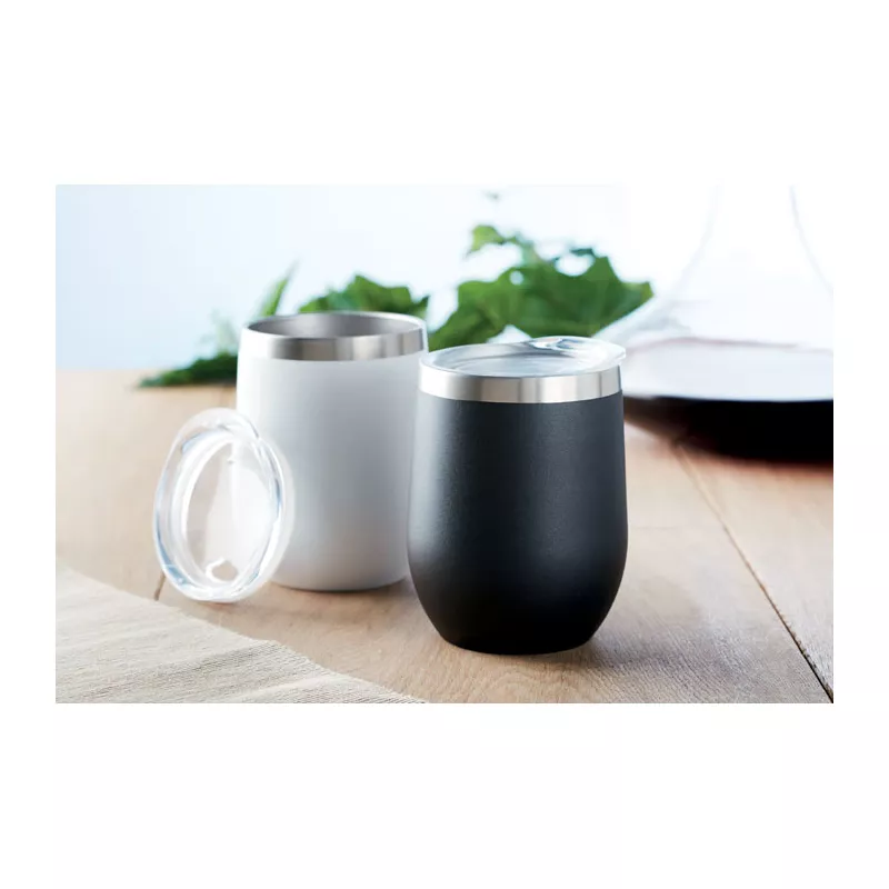 Kubek stalowy dwuścienny 300 ml CHIN CHIN - Czarny (MO9597-03)