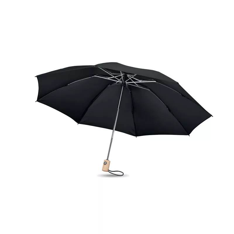 Parasol składany automatyczny 23" z RPET LEEDS - Czarny (MO6265-03)