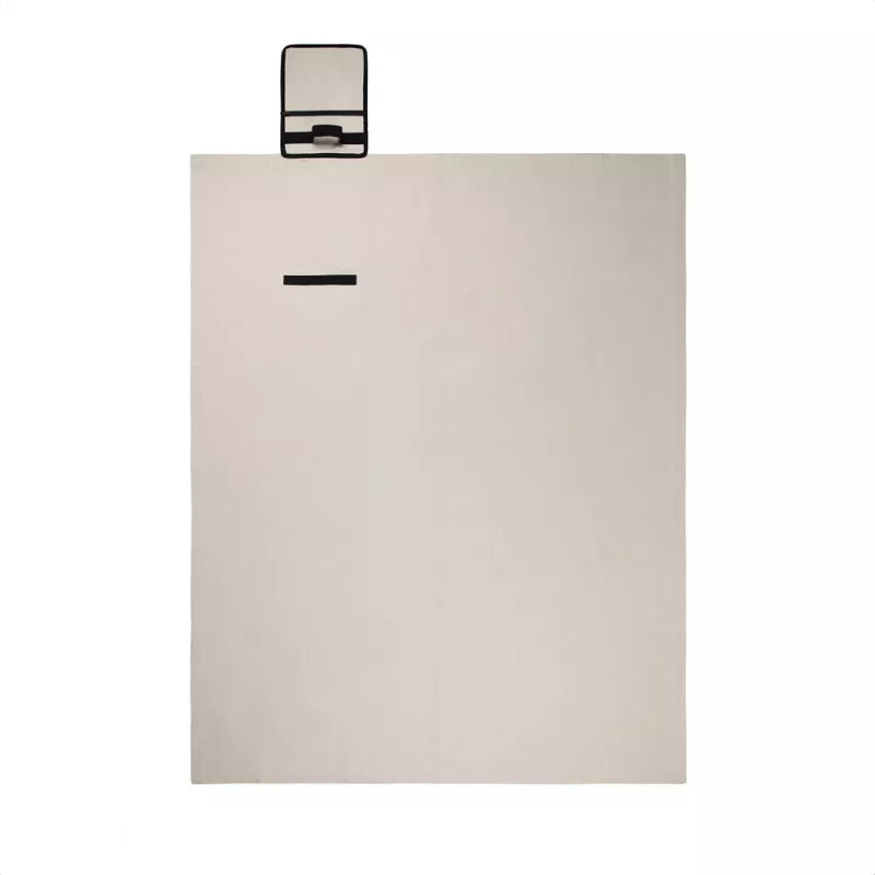 Koc piknikowy 130 x 170 cm VINGA Volonne AWARE™, płótno z recyklingu 340 g/m² - biały, czarny (VG539-02)