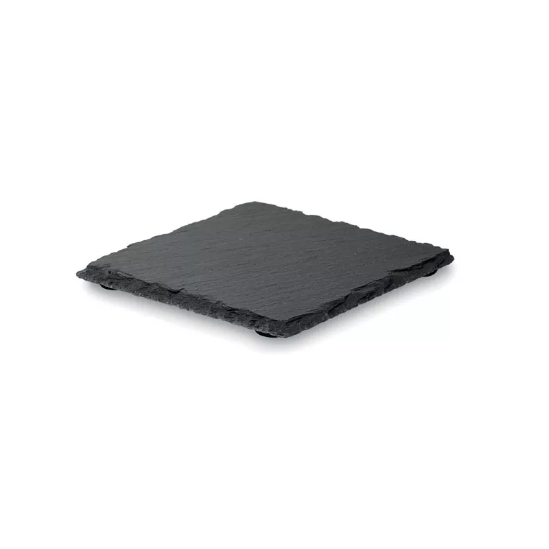 Podkładki z łupka 4 szt. 10x10 cm SLATE4 - Czarny (MO9124-03)