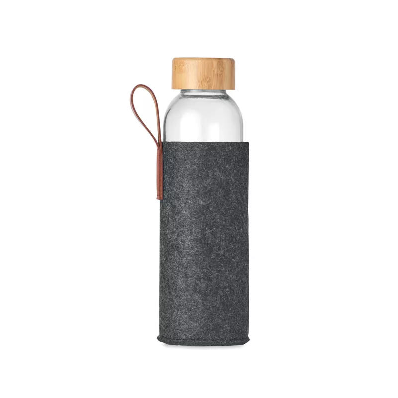Butelka szklana 500 ml w filcowym etui RPET THAI - Kamienny Szary (MO6800-15)
