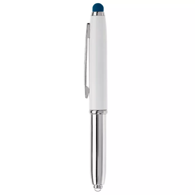 Długopis Stylus Shine z touch penem i z latarką - biało / ciemnoniebieski (LT87794-N0110)