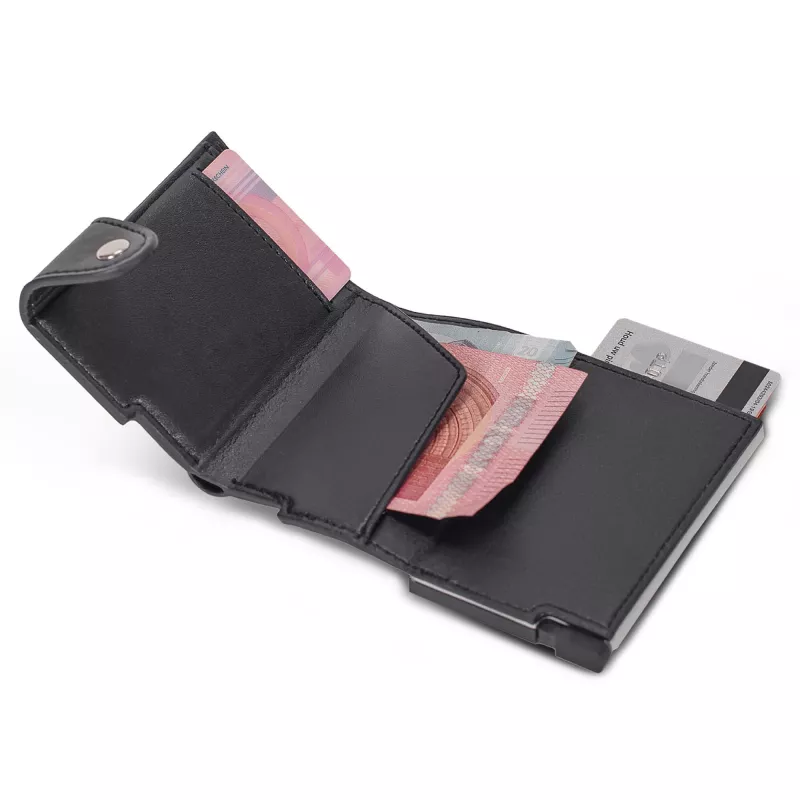 Etui na karty RFID z portfelem - czarno / srebrny (LT92190-N0205)