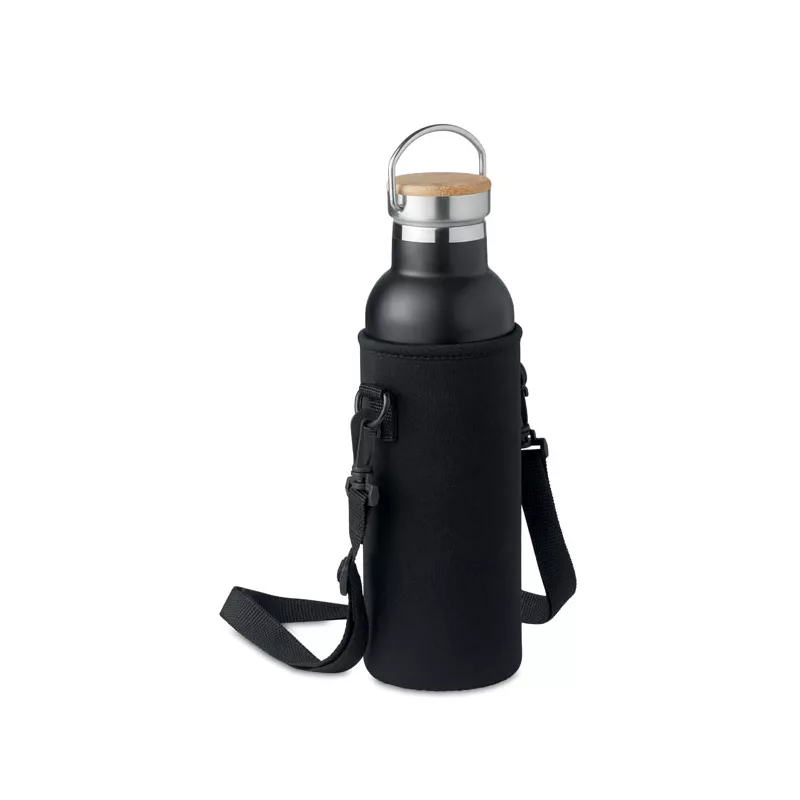 Termos ze słomką i pokrowcem 700 ml TIKSI - Czarny (MO6366-03)