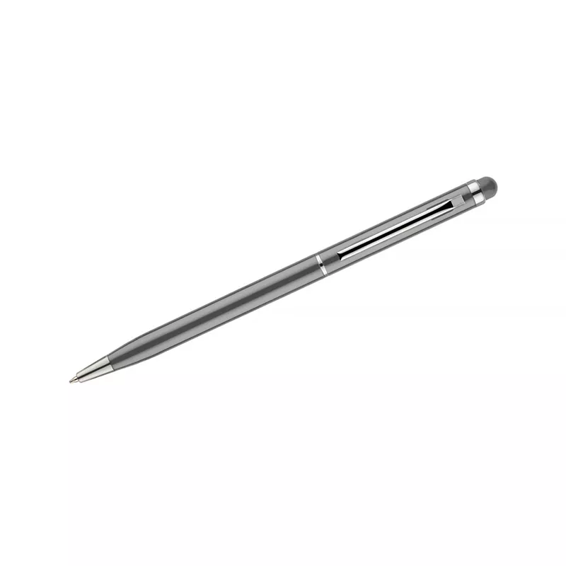 Cienki metalowy długopis reklamowy z touch penem TIN 2 - grafitowy (19610-15)
