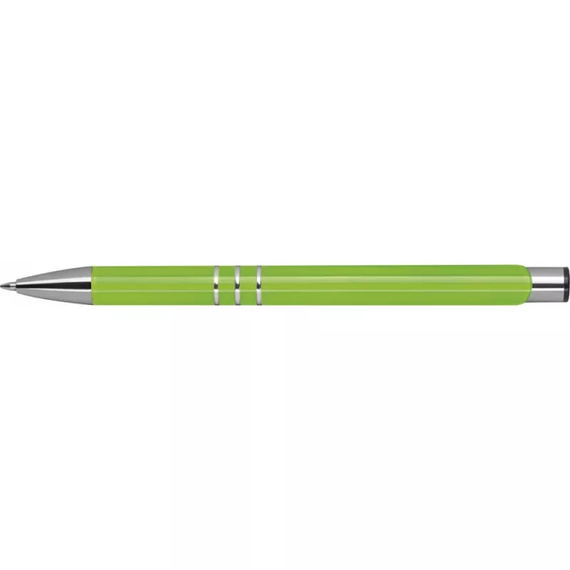 Jasny zielony długopis metalowy z trzema chromowanymi ringami idealne pod grawer reklamowy