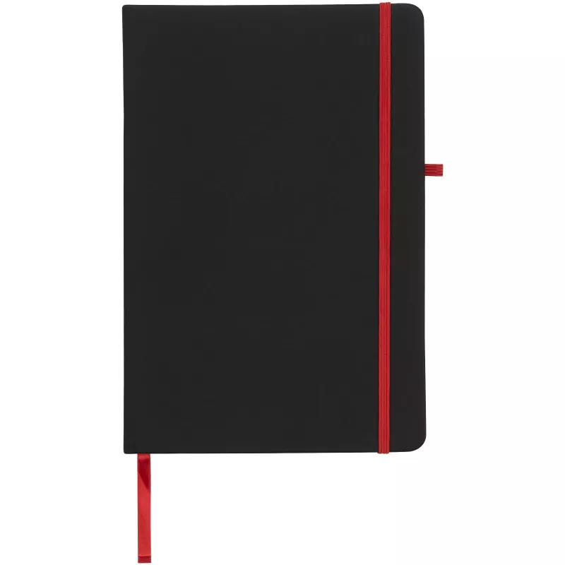 Notes reklamowy A5 NOIR czarna okładka z czerwoną gumką do zamykania i wstążeczką do zaznaczania
