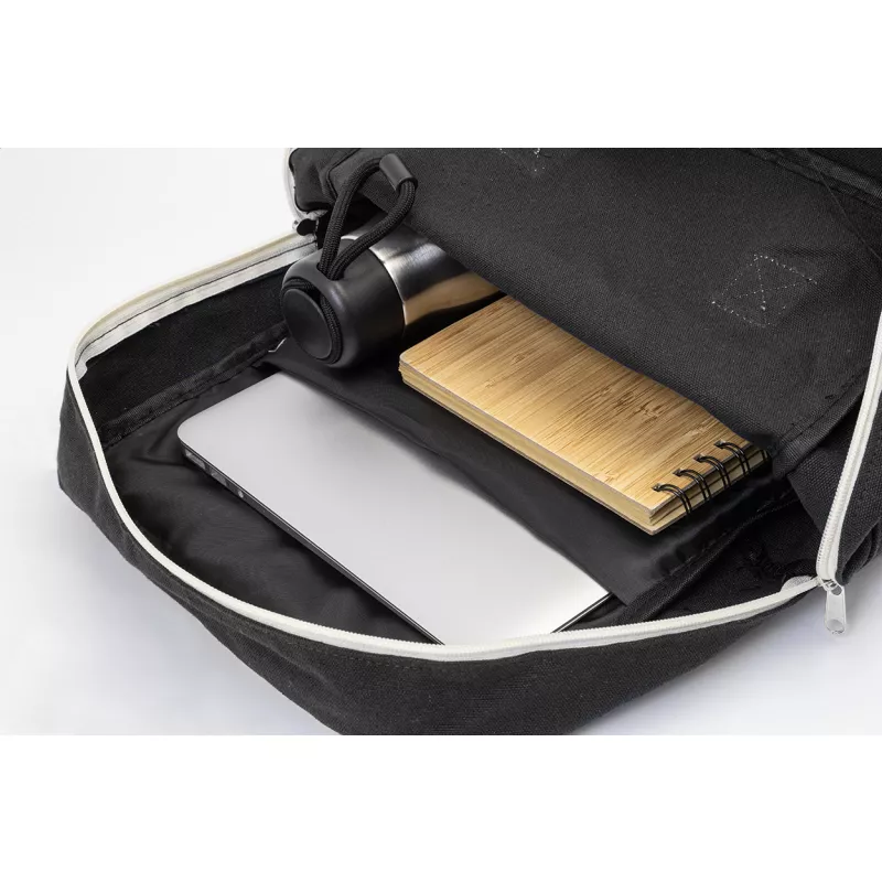 Rekan Back plecak z recyklingowanego płótna - czarny (AP800613-10)