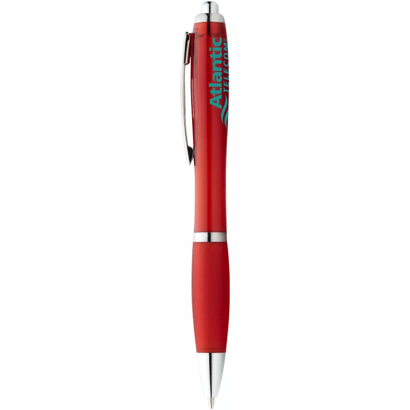 Długopis z kolorowym korpusem i uchwytem Nash - Czerwony (10707802)