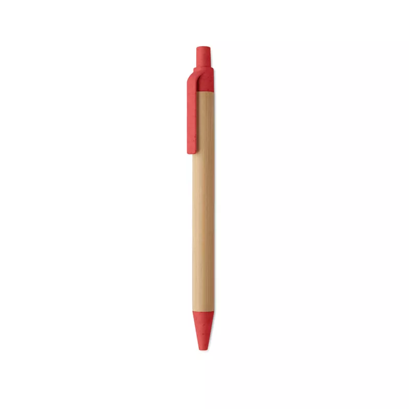 Długopis bambusowy z końcówkami ze słomy ITEA COLOUR - Czerwony (MO2635-05)