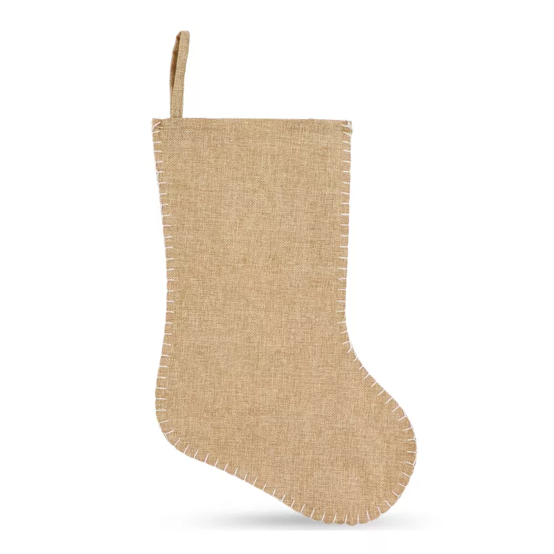Pończocha świąteczna w stylu juty z ozdobnym szwem 45 cm - naturalny-t (LT90275-N0094)