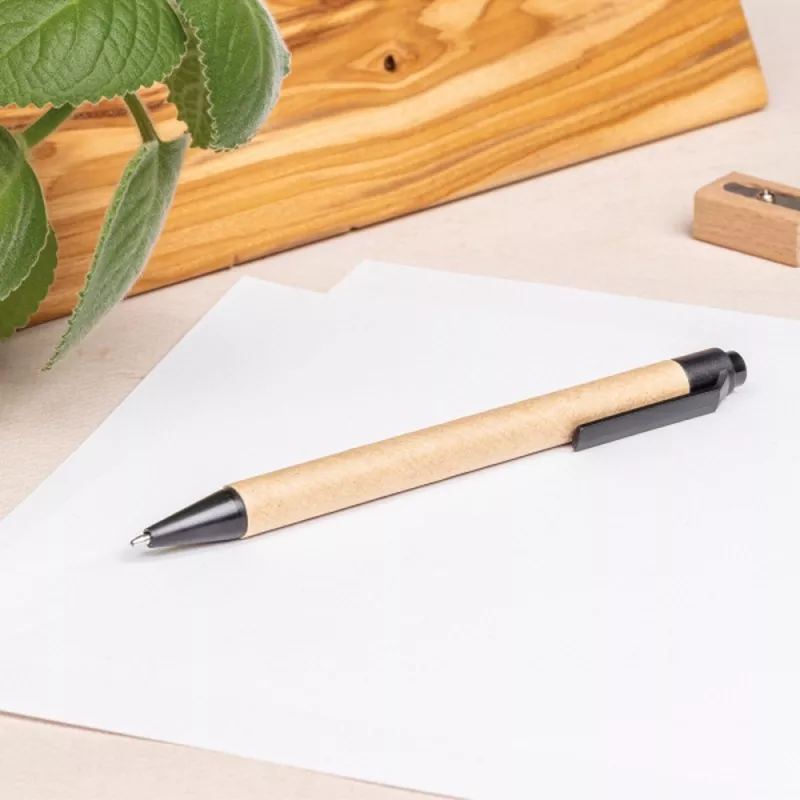 Długopis z tektury z recyklingu ROY - czarny (1039703)