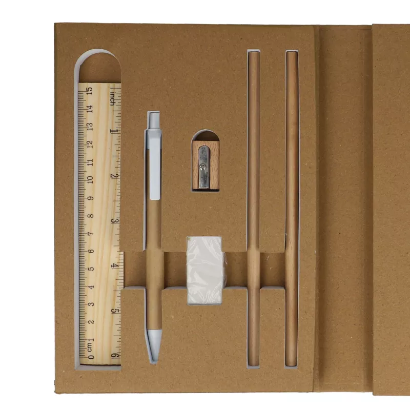Trzyczęściowy zestaw piśmienniczy z papierową okładką o gramaturze 120 g/m² - naturalny-t (LT90868-N0094)