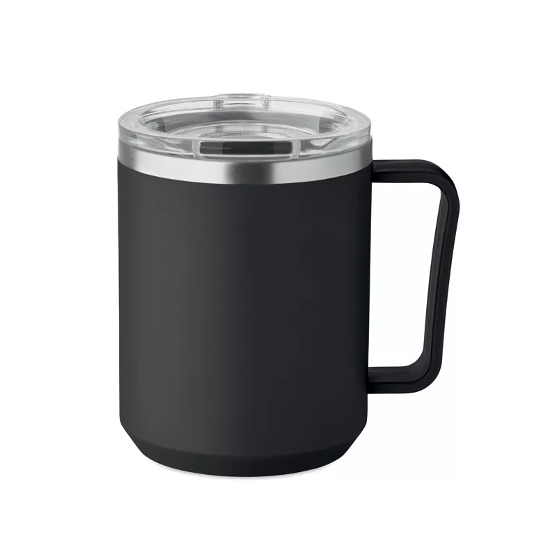 Kubek dwuścienny z przesuwaną pokrywką 400 ml COCOA - Czarny (MO2900-03)