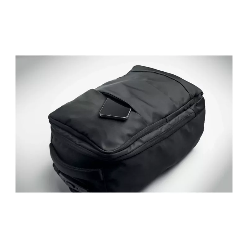 Plecak na kółkach na laptop 15" z RPET MAGNATE - Czarny (MO2985-03)
