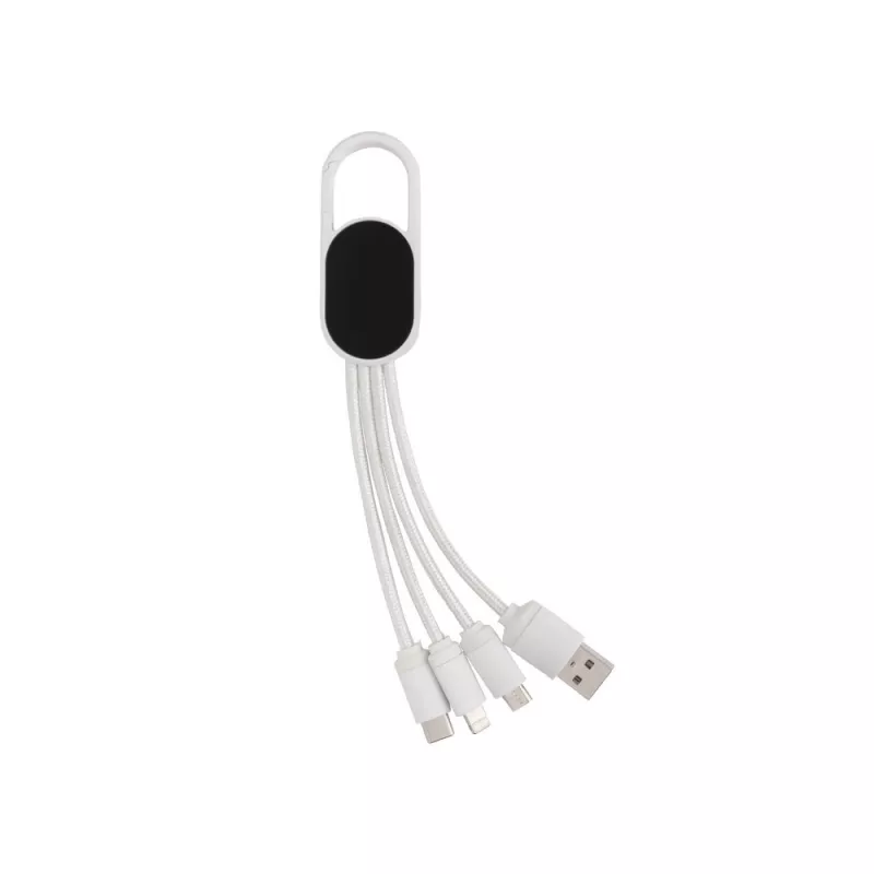 Kabel do ładowania 4 w 1 z karabińczykiem - biały (P302.073)
