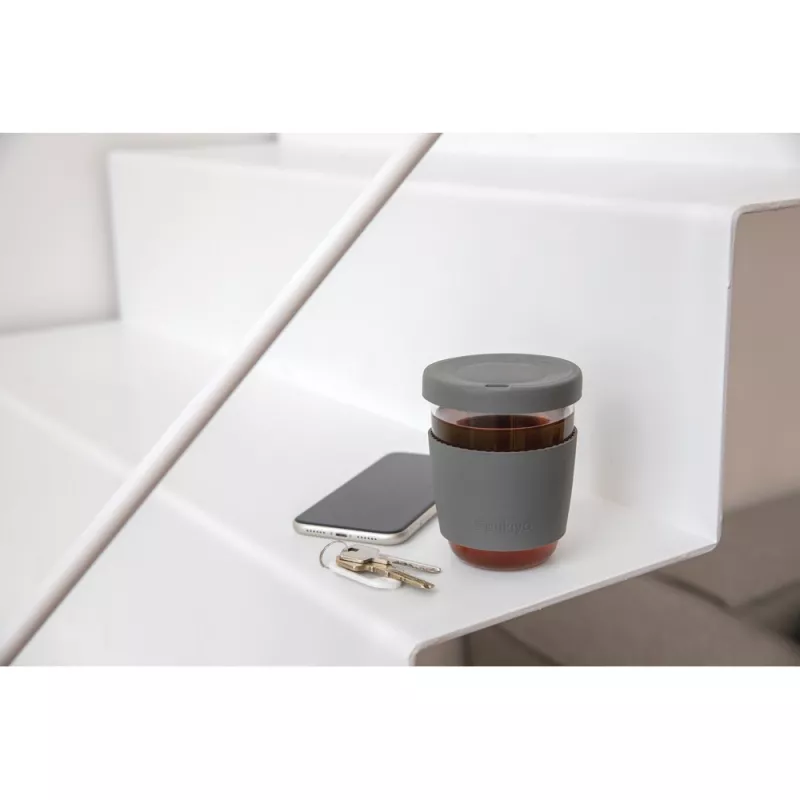 Szklany kubek podróżny Ukiyo 360 ml - szary (P432.702)