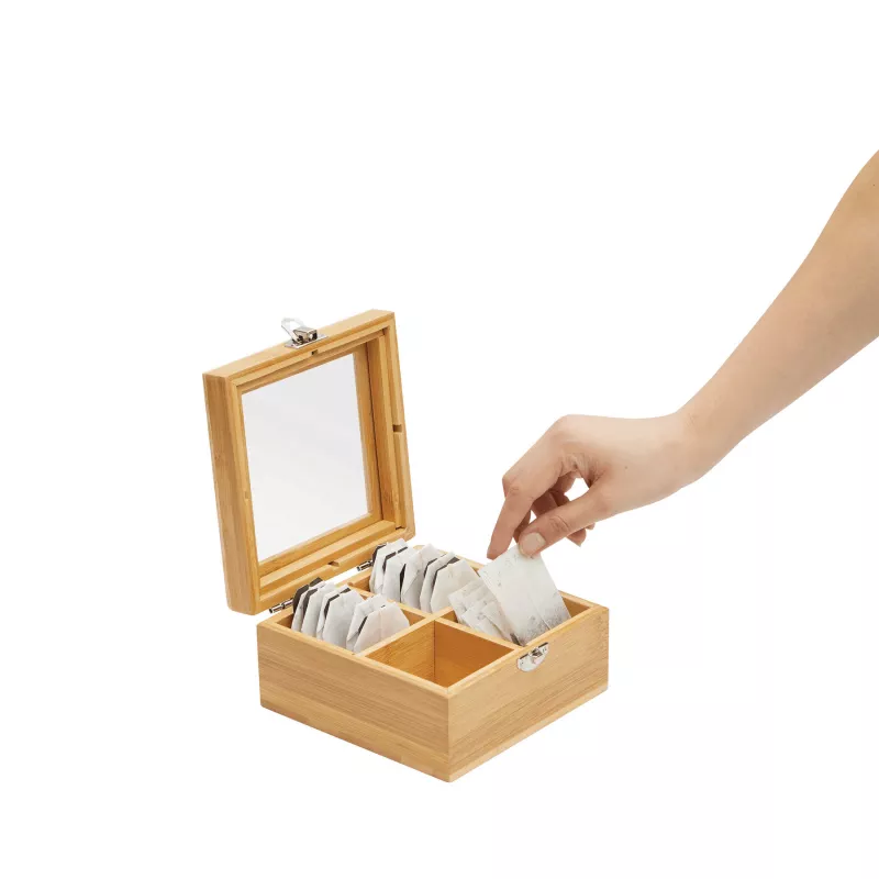 Pojemnik na herbatę z 4 oddzielnymi przegródkami - brązowy (56-0304479)