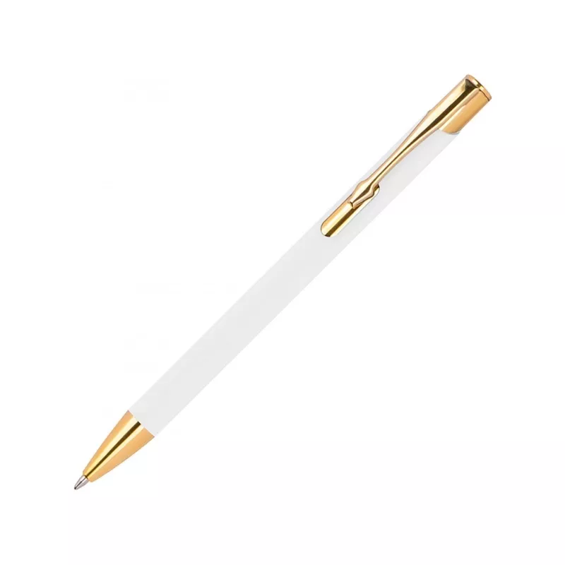 Długopis metalowy GLENDALE ze złotymi elementami - biały (365506)