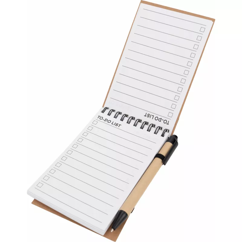 Notatnik w linie z długopisem tekturowym EUGENIO - czarny (2049703)