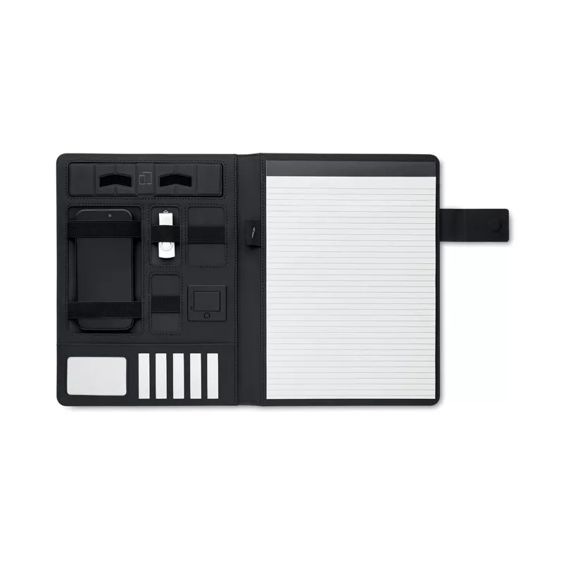 Teczka A4 z powerbankiem 5000 mAh i ładowarką BURGUS - Czarny (MO2495-03)