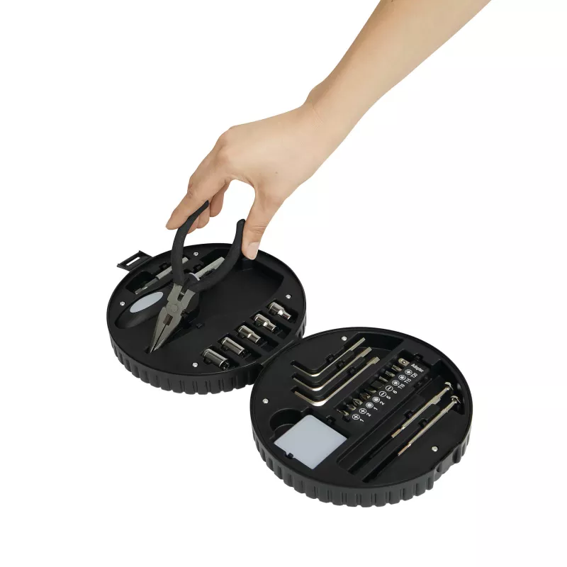 Zestaw narzędzi w kształcie opony samochodowej - czarny, srebrny (56-0381049)