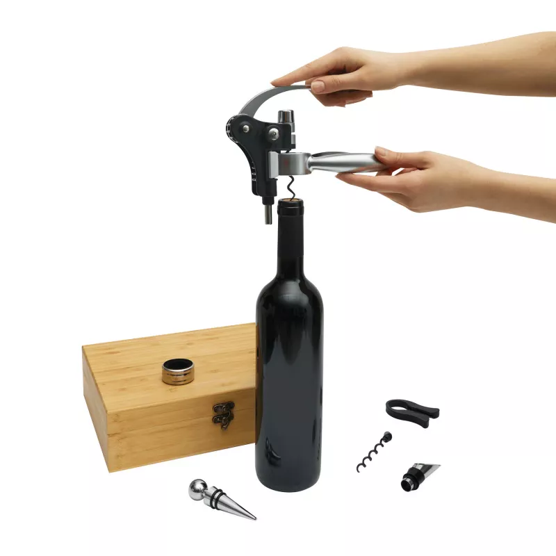 Zestaw do wina - brązowy, srebrny (56-0301151)