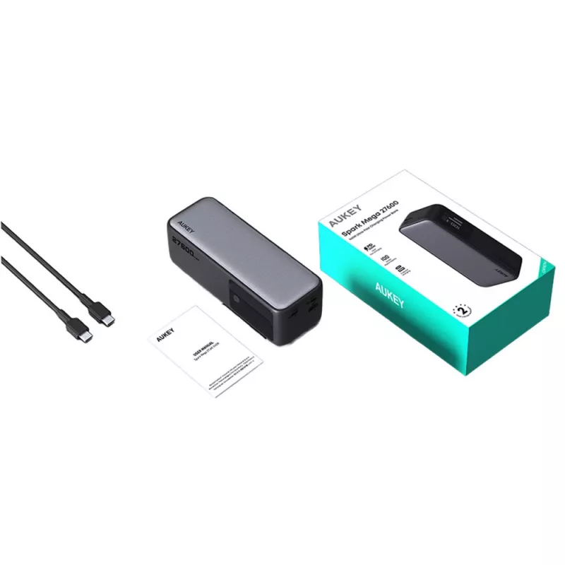 Power bank 27600 mAh, 140 W, Aukey - srebrny (VAM15-32)