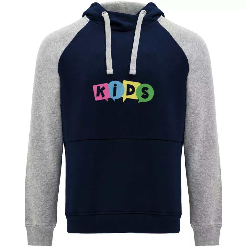 Badet dziecięca dwukolorowa bluza z kapturem - Navy Blue-Szary melanż (K1058-H_GREY-NAVYBLUE)