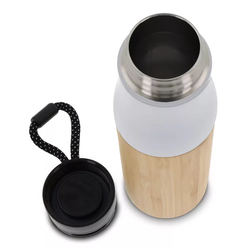 Termiczna butelka bambusowa z uchwytem 500ml - biały (LT98857-N0001)