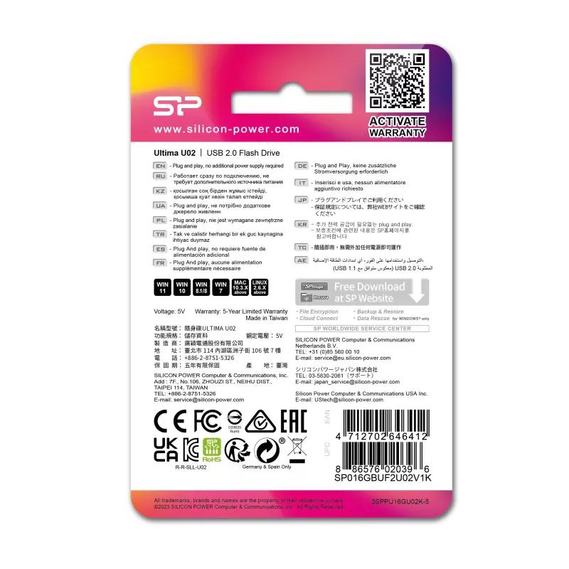 Pendrive Ultima U02, 16GB 2.0 Silicon Power - czarny (EG 813803 64GB)