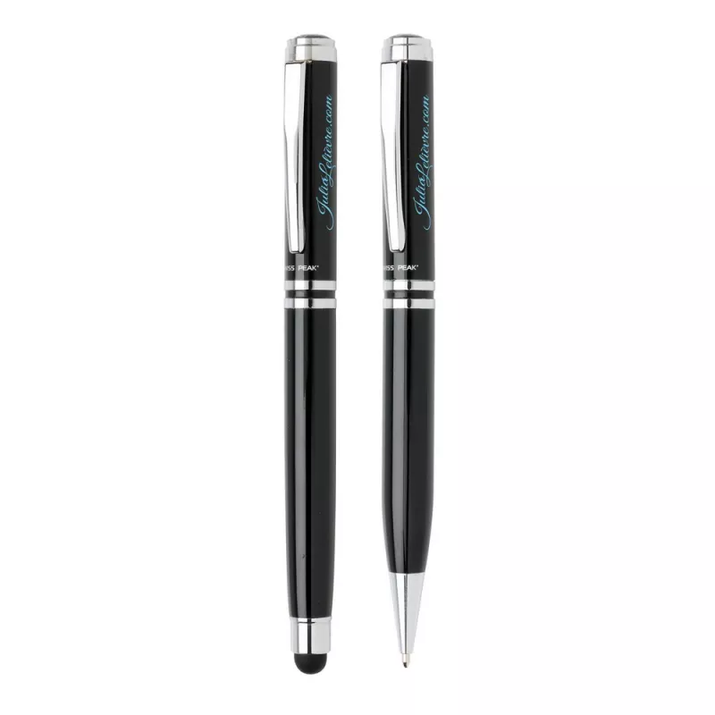 Zestaw piśmienny  pióro kulkowe z touch penem oraz długopis Swiss Peak - czarny, srebrny (P610.430)