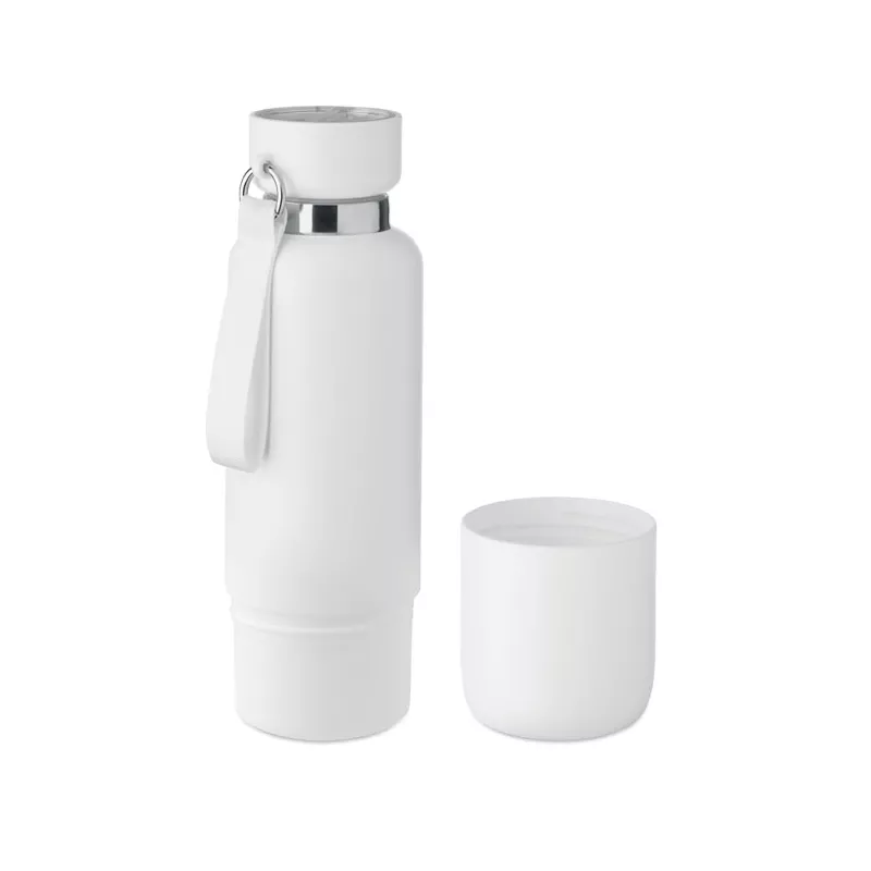 Butelka termiczna stalowa z kubkiem 500 ml NOEKA - Bialy (MO2716-06)