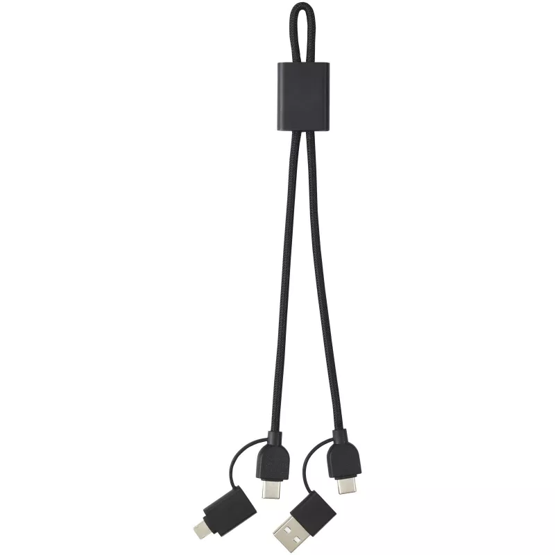 Connect kabel do szybkiego ładowania 6-w-1 o mocy 45 W z aluminium pochodzącego z recyklingu z certyfikatem RCS - Czarny (12434590)