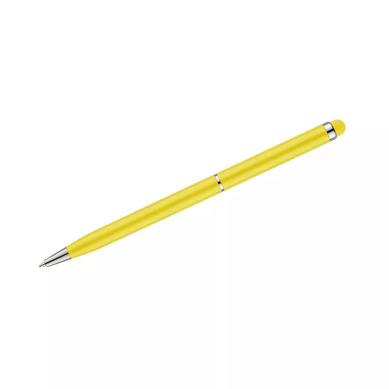 Cienki metalowy długopis reklamowy z touch penem TIN 2 - żółty (19610-12)