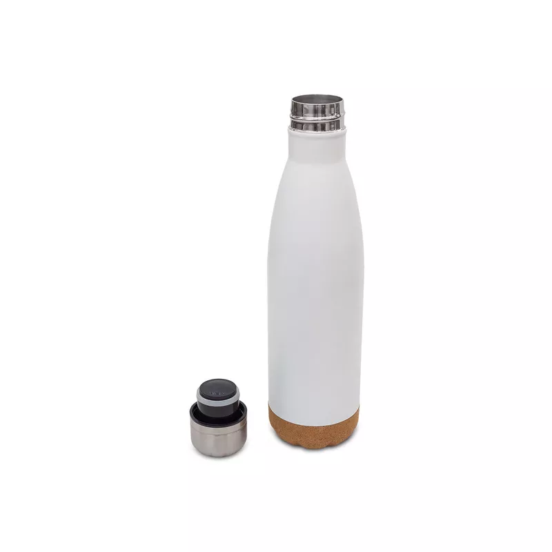 Reklamowa butelka próżniowa z korkowym spodem Jowi 500 ml - biały (R08445.06)