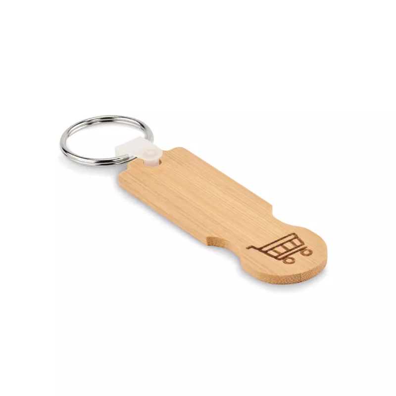 Brelok bambusowy z żetonem do wózka COMPRAS - Drewna (MO6797-40)