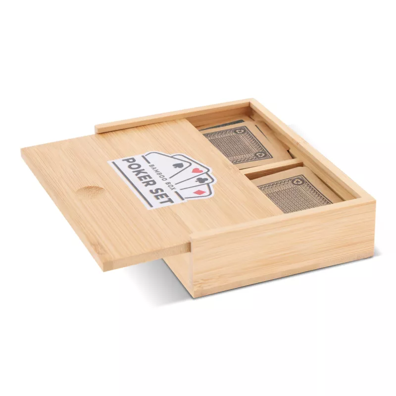 Zestaw kart do gry w bambusowym pudełku - drewniany (LT90767-N0093)