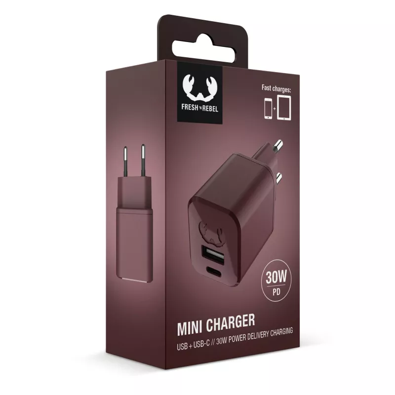 2WC30 I Fresh 'n Rebel Mini Charger USB-C + A PD // 30W - Deep Mauve (LT49407-N0046)