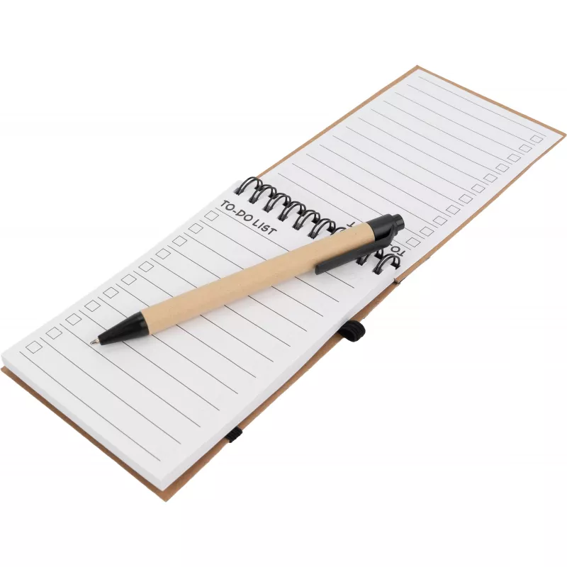 Notatnik w linie z długopisem tekturowym EUGENIO - czarny (2049703)