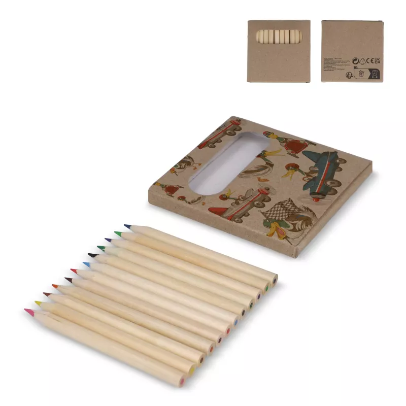 12 kredek do kolorowania w pudełku typu kraft - naturalny-t (LT91572-N0094)