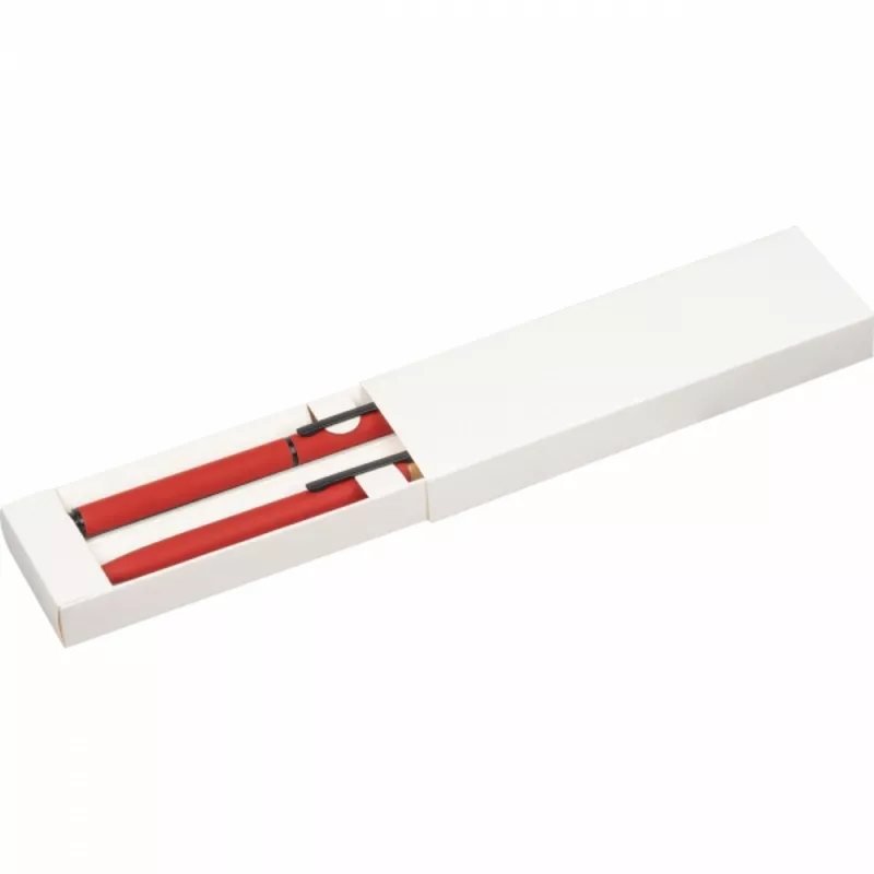 Zestaw piśmienny długopis i pióro kulkowe z aluminium z recyklingu RAFFAELE - czerwony (1470605)