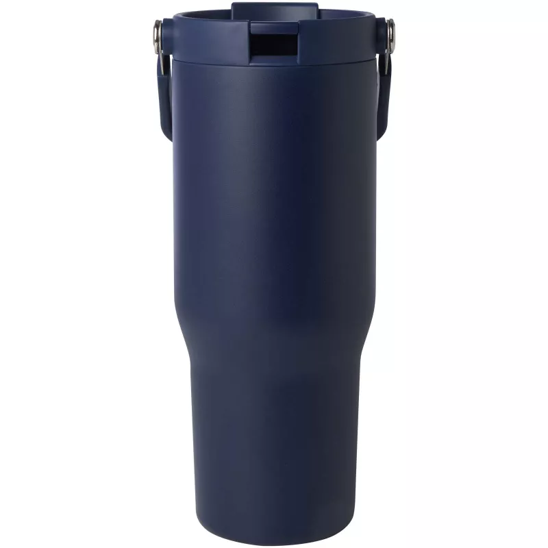 Kubek Bronx o pojemności 900 ml, z izolacją próżniową, wykonany ze recyklingowanej stali nierdzewnej z certyfikatem RCS i z miedzi, z wielofukncyjną zakrętką - Granatowy (10086455)