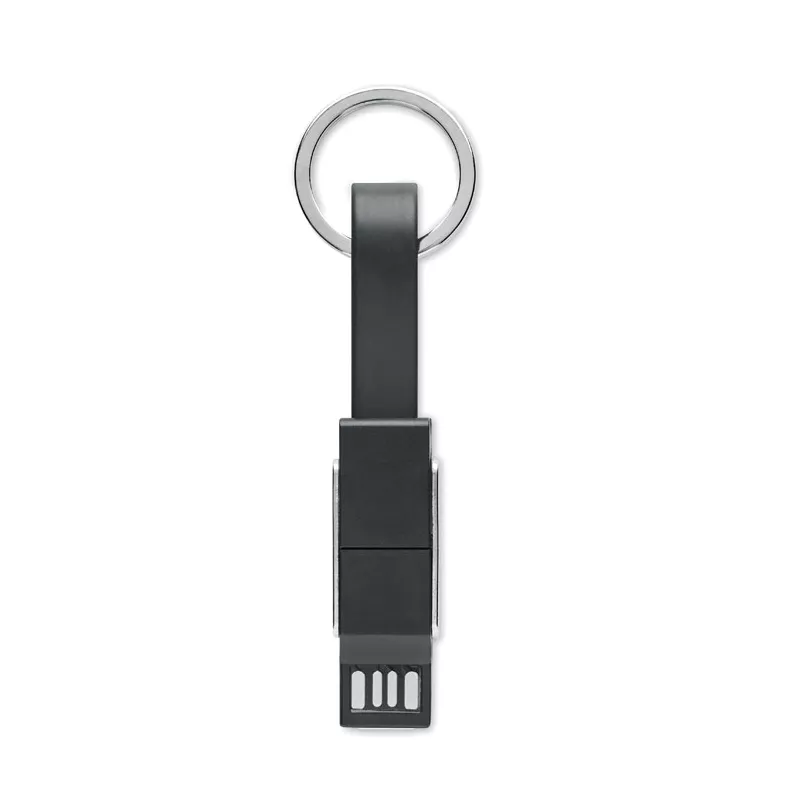 Brelok z kablem do ładowania 4 w 1 KEY C - Czarny (MO6820-03)