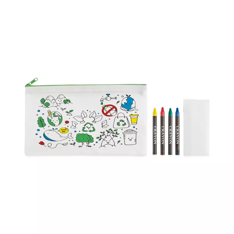 Piórnik z włókniny z 4 kredkami CRAY - Limonka (MO2787-48)