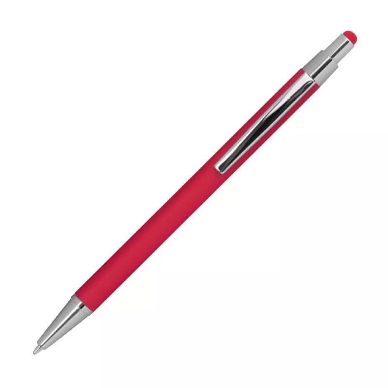 Długopis metalowy gumowany z touch penem - czerwony (1096405)
