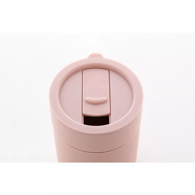 Ceramiczny kubek podróżny pokryty silikonem Liberica 300 ml - jasno różany (AP800549-04V)