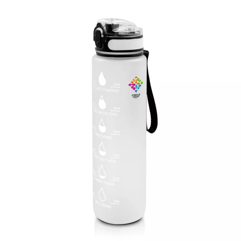 Butelka sportowa 1000 ml z miarką motywacyjną | Bennie - biały (V2245-02)